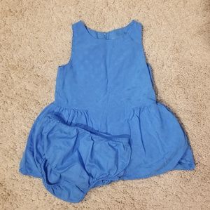 Blue Embroidered Polka Dot Summer Baby Girl Dress